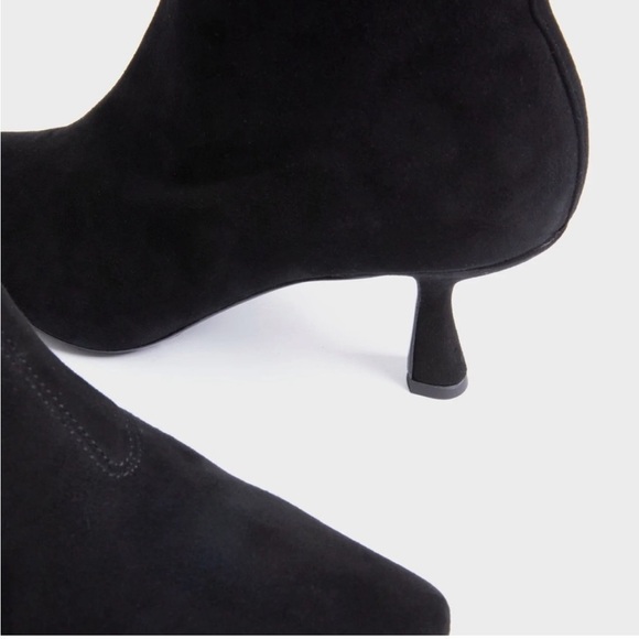 EUC, Loeffler Randall Thandy Black Suede Curved Heel Booties, Size 11.5 - Picture 3 of 16
